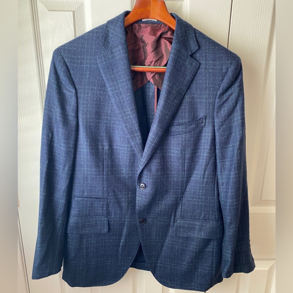Luciano Barbera Navy Windowpane Sport Coat